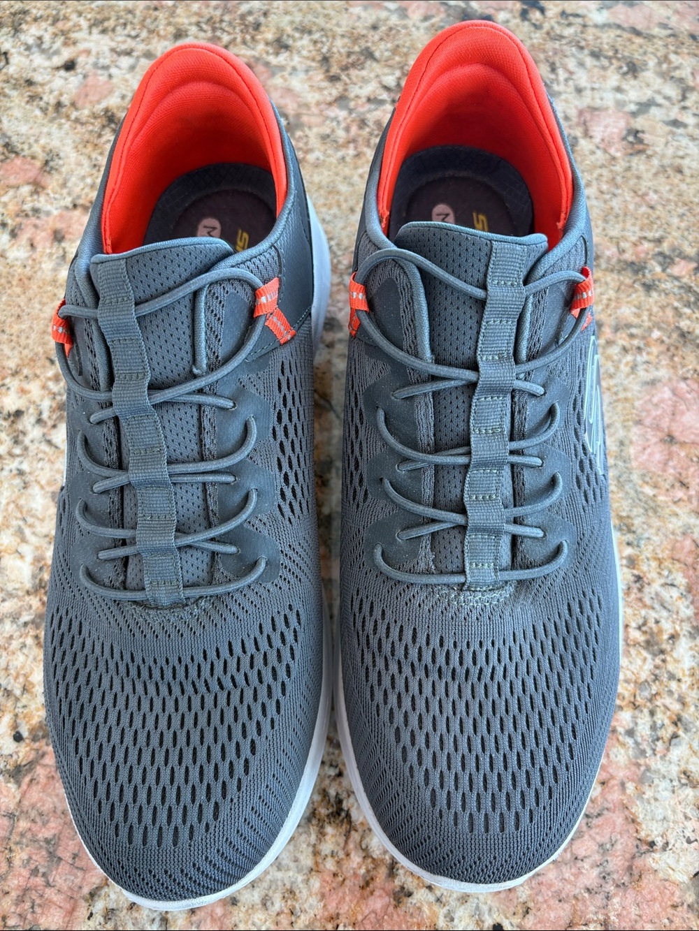 Skechers Slip On Men's Gray Athletic Sneakers with Orange Lining